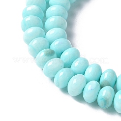 天然淡水シェルビーズ連売り  ロネデル  染め  シアン  6x3.5~4mm  穴：1mm  約97~99個/連  15.08~ 15.47インチ（38.3~39.3cm）&nbsp;SSHEL-C013-07B