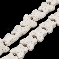天然溶岩岩ビーズ連売り  染め  蝶  ホワイト  13.5x12x6.5mm  穴：1mm  約35個/連  13.78~13.98''（35~35.5センチメートル）&nbsp;G-G347-02L