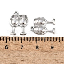 304ステンレスペンダント  ワイングラスチャーム  ステンレス鋼色  17x12.5x2.5mm  穴：1.6mm&nbsp;X-STAS-L303-18P