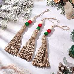 Christmas Natural Wood Bead Pendant Decoraiton&nbsp;HJEW-JM02350