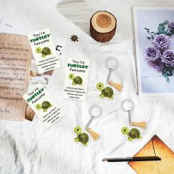 Diyキーホルダー作成キット  アクリルパーツなど、  キーホルダーリング  タッセルペンダント装飾と厚紙製ジュエリーディスプレイカード  カメ  84x47mm  36個/セット&nbsp;KEYC-CN0001-12C-15