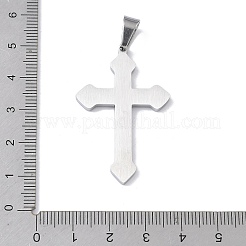 304ステンレスペンダント  静寂の祈りの十字架のチャーム  ステンレス鋼色  42x27x2.5mm  穴：7x4mm&nbsp;STAS-C170-06A-P