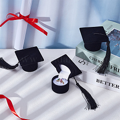 Doctoral Hat Shaped ABS Plastic Jewelry Ring Gift Boxes&nbsp;CON-WH0089-127A