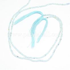 天然ブルートパーズビーズ連売り  多面カット  ラウンド  2~2.5mm  穴：0.5mm  約152~165個/連  15インチ（380mm）&nbsp;G-G914-2mm-12