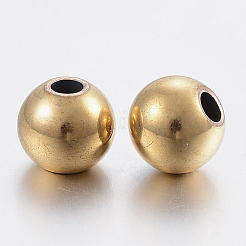 304ステンレスビーズスペーサー  ロンデル  ゴールドカラー  8x7mm  穴：2.5mm&nbsp;STAS-P197-037G-8mm