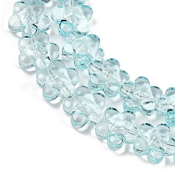 透明ガラスビーズ連売り  スモモの花  ダークターコイズ  12~13x12~13x7mm  穴：1mm  約59~60個/連  24.80~25.20''（63~64センチメートル）&nbsp;GLAA-H038-02C