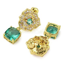 Rack Plating Brass Micro Pave Cubic Zirconia Dangle Stud Earrings&nbsp;EJEW-I304-12G-01
