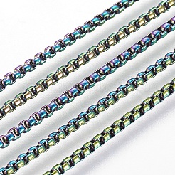 イオンプレーティング（IP）304ステンレススチールベネチアンチェーンネックレス  カニカン付き  虹色  23.62インチ（60cm）&nbsp;NJEW-P251-02B