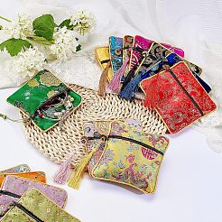 14Pcs 14 Colors Chinese Brocade Tassel Zipper Jewelry Bag Gift Pouch&nbsp;ABAG-NB0001-21