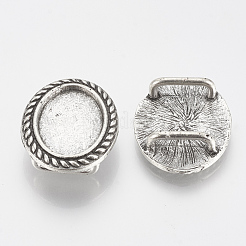 Tibetan Style Alloy Slide Charms Cabochon Settings&nbsp;TIBE-Q086-070AS-LF
