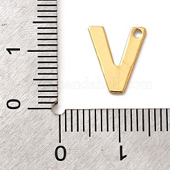 304ステンレススチールチャーム  文字チャーム  イオンプレーティング（ip）  18KGP本金メッキ  V字  11x9.5x0.8mm  穴：1.2mm&nbsp;STAS-B093-12G-V