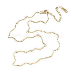 304 Stainless Steel Wave Bar Link Chain Necklaces&nbsp;NJEW-D299-01G