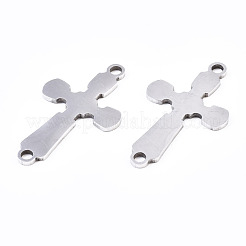 変色しない201ステンレス鋼リンクコネクター  レーザー切断  クロス  ステンレス鋼色  25.5x14.5x1mm  穴：1.8mm&nbsp;STAS-S110-101P