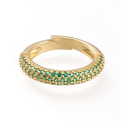 Adjustable Brass Micro Pave Cubic Zirconia Cuff Rings&nbsp;RJEW-L098-007-G