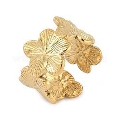 304ステンレススチール製調節可能な女性用オープンカフリング  18KGP本金メッキ  花  13mm&nbsp;RJEW-U060-03B-G