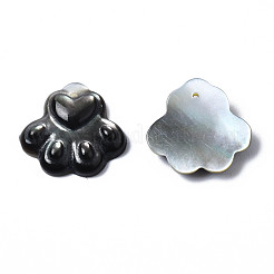 ナチュラルブラックリップシェルチャーム  犬の足  12~13x13~14x2~3mm  穴：0.9mm&nbsp;SSHEL-S258-98C