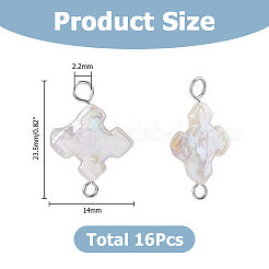 16Pcs Natural Keshi Pearl Connector Charms&nbsp;PALLOY-HS00045