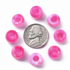 アクリルヨーロピアンビーズ  天然石風  大穴ビーズ  ロンデル  濃いピンク  9x6mm  穴：4mm  約1790~1840個/500g&nbsp;MACR-S375-002A-07