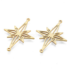 201ステンレススチールコネクタチャーム  スター  18KGP本金メッキ  39x26x1mm  穴：1.5mm&nbsp;STAS-N090-LA953-2