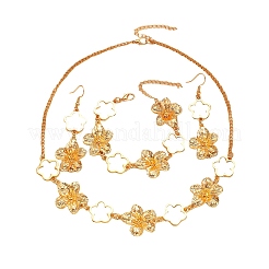 亜鉛合金のブレスレット、イヤリング、ネックレス  花  ゴールドカラー  430mm＆160mm＆67x22mm&nbsp;WG5D022-02