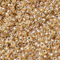 MIYUKIラウンドロカイユビーズ  日本製シードビーズ  11/0  （rr1003)シルバーライニングゴールドab  2x1.3mm  穴：0.8mm  約50000個/ポンド&nbsp;SEED-G007-RR1003