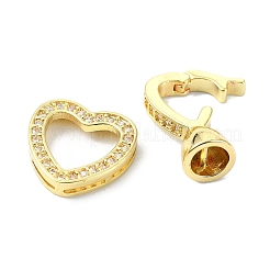 Rack Plating Brass Pave Clear Cubic Zirconia Fold Over Clasps&nbsp;KK-M282-46G
