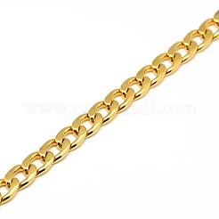 304ステンレススチールカーブチェーン/ツイストチェーンネックレス  カニカン付き  ゴールドカラー  22インチ〜23インチ（55.9~58.4cm）  7mm&nbsp;STAS-A028-N124G