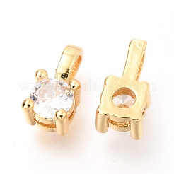 Brass Micro Pave Clear Cubic Zirconia Charms&nbsp;ZIRC-O036-19G