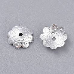 201ステンレススチールビーズキャップ  マルチ花弁  花  銀  11x3mm  穴：1.4mm&nbsp;STAS-K210-04S