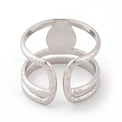 Teardrop 304 Stainless Steel Open Cuff Rings&nbsp;RJEW-G314-05P