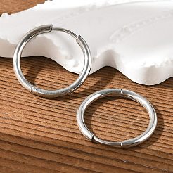 Tarnish Resistant 202 Stainless Steel Huggie Hoop Earrings&nbsp;EJEW-F111A-20mm-P