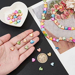 2 連売り天然淡水貝ビーズ 連売り  染め  ハート  カラフル  8~9x8~9x2~3mm  穴：0.6mm  約45個/連  15.24インチ（38.7cm）&nbsp;SHEL-WR0001-08