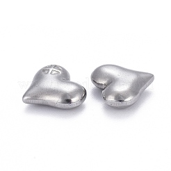 変色しにくい304ステンレススチールビーズ  穴なし/ドリルなし  クローバーとハート  ステンレス鋼色  13x15x5mm&nbsp;STAS-K213-10P
