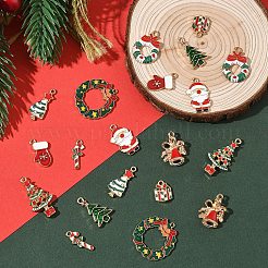 20個10スタイルアロイエナメルペンダント  クリスマスのために  混合図形  ミックスカラー  14~29x7.5~25x1~5mm  穴：1.5~2mm  2個/スタイル&nbsp;ENAM-YW0006-52