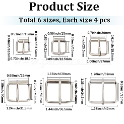 24Pcs 6 Styles Alloy Roller Buckles for Bag Strap Connector&nbsp;DIY-GF0013-72P