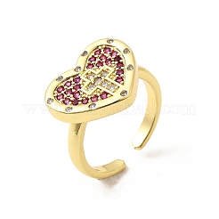 Brass Micro Pave Cubic Zirconia Cuff Rings for Women&nbsp;RJEW-F188-05G