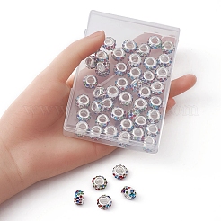 50Pcs Polymer Clay Rhinestone European Large Hole Beads&nbsp;FPDL-YW0001-02