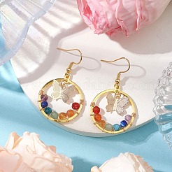 7 Chakra Natural Gemstone Dangle Earrings&nbsp;EJEW-TA00512