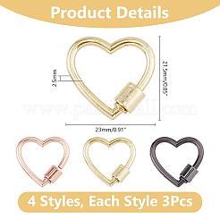 9Pcs 3 Colors Alloy Screw Carabiner Lock Charms&nbsp;FIND-DC0005-63