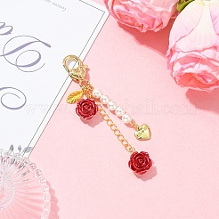 Resin & Alloy & Shell Pearl Pendant Decorations&nbsp;HJEW-YW00437