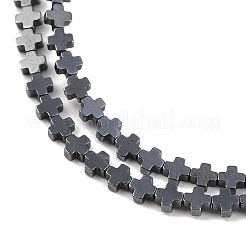 合成磁気無しヘマタイトビーズ連売り  クロス  原色  3x3x1.5mm  穴：0.5mm  約132個/連  15.75''（40センチメートル）&nbsp;G-J211-A01-01