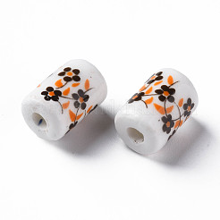 Floral Printed Porcelain Beads&nbsp;PORC-T007-19