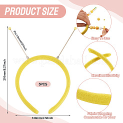 布製とプラスチック製のヘアバンド  女性の女の子のためのヘアアクセサリー  きいろ  210x120x14mm  内径：105mm&nbsp;OHAR-TAC0020-01C