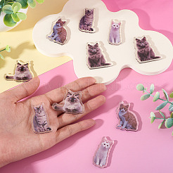 10個5スタイルプリントアクリルパーツ  猫の形  ミックスカラー  39~40x19~34x3mm  穴：2mm  2個/スタイル&nbsp;OACR-TA0004-13