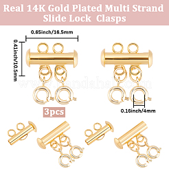 3Pcs 2 Holes Brass Slide Lock Clasps&nbsp;KK-BBC0027-60A