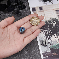 ランヤードペンダント用チタン合金ナイフビーズ2個2色  大穴ビーズ  シールド  ミックスカラー  17x13.5x10mm  穴：5mm  1pc /カラー&nbsp;FIND-NB0007-09
