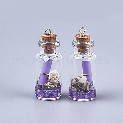 Glass Wishing Bottle Pendant Decorations&nbsp;X-GLAA-S181-02A