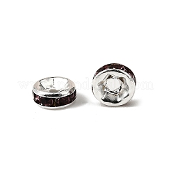 真鍮製A級ラインストーンスペーサービーズ  銀色のメッキ  ニッケルフリー  ロンデル  ライトアメジスト  6x3mm  穴：1mm&nbsp;RSB036NF-16