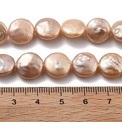 天然バロックケシパールビーズ連売り  養殖淡水パール  フラットラウンド  グレード6a++  桃パフ  10.5~13x6~7mm  穴：0.6mm  約29~35個/連  15.16~15.55''（38.5~39.5センチメートル）&nbsp;PEAR-P064-18A-02C