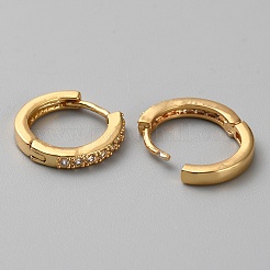 真鍮製マイクロパヴェキュービックジルコニアフープピアス  18KGP本金メッキ  13x14x2mm&nbsp;EJEW-WH0010-13B-G